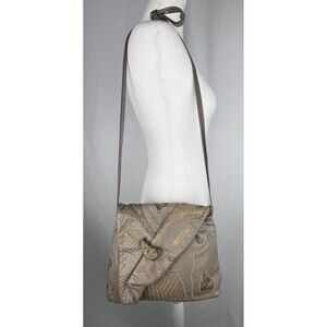 Vintage SHARIF Patchwork Leather Crossbody Purse Boho Flap Bag Neutral Clean